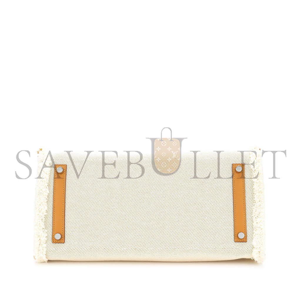 HERMÈS MASTER BIRKIN 35 SWIFT LEATHER CANVAS SESAME TASSEL SILVER BUCKLE H082686CK23 (35*25*18cm)